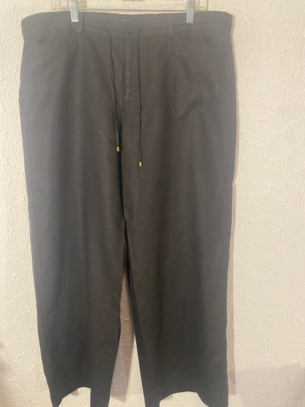 Lauren Ralph Lauren 100% Linen Women’s black dress pants drawstring 4 pockets